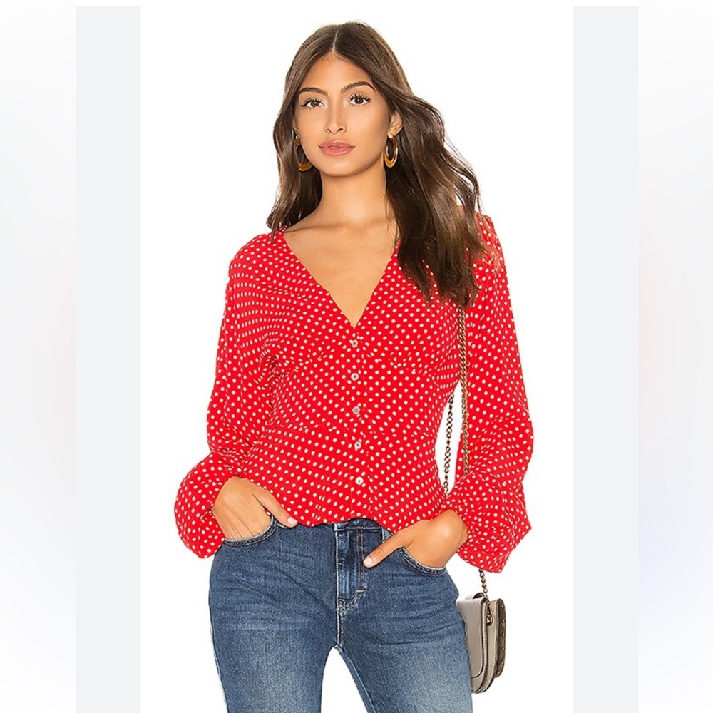 NWT Free People Love Street Polka Dot Blouse - Picture 2 of 9
